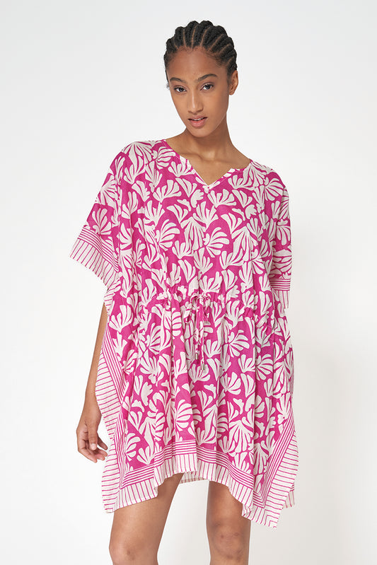 Seaweed print poncho in a nautical style