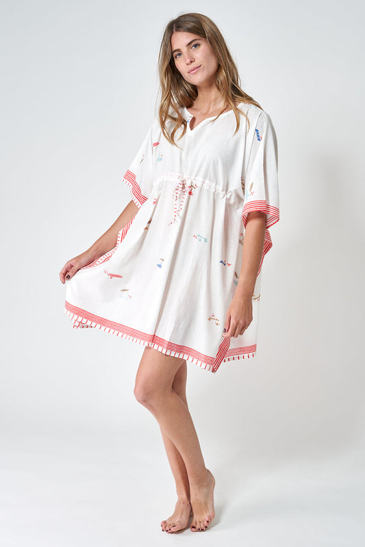Beach print poncho