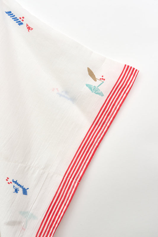 Beach print poncho