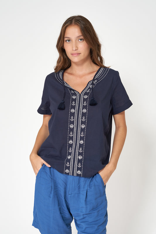 Blusa de mujer en voile de algodón