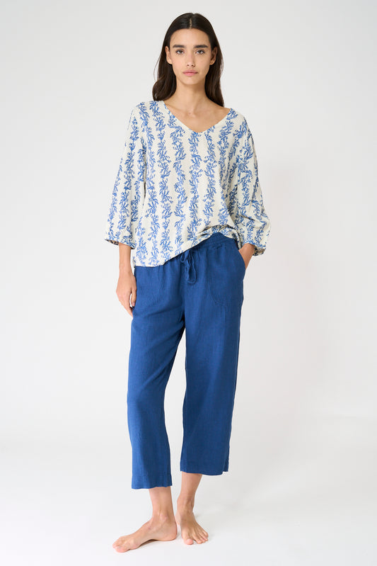 Blusa en viscosa Ecovero estampada manga larga