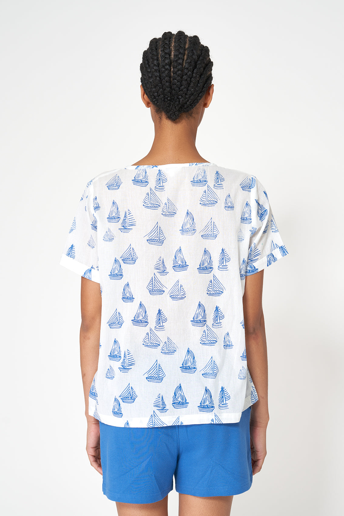 Women's printed cotton voile blouse