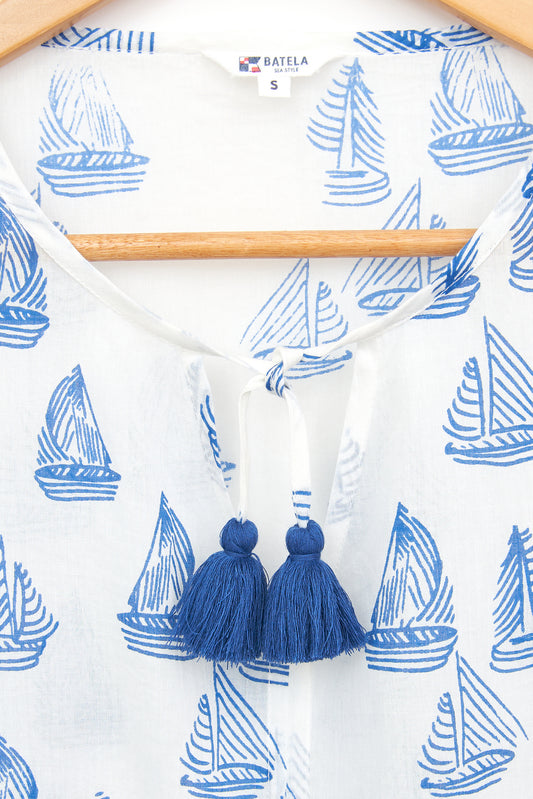 Blusa de mujer en voile de algodón estampado