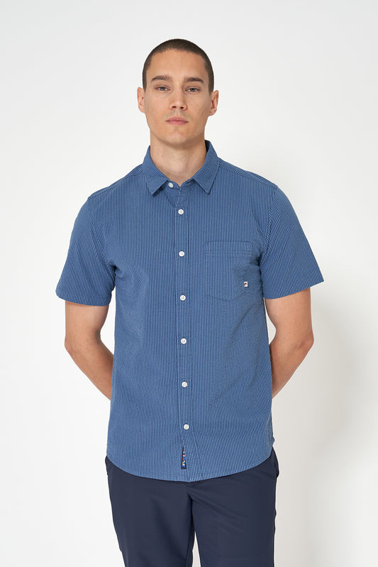 Short-sleeved poplin shirt