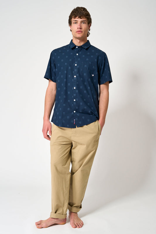 Short-sleeved poplin shirt
