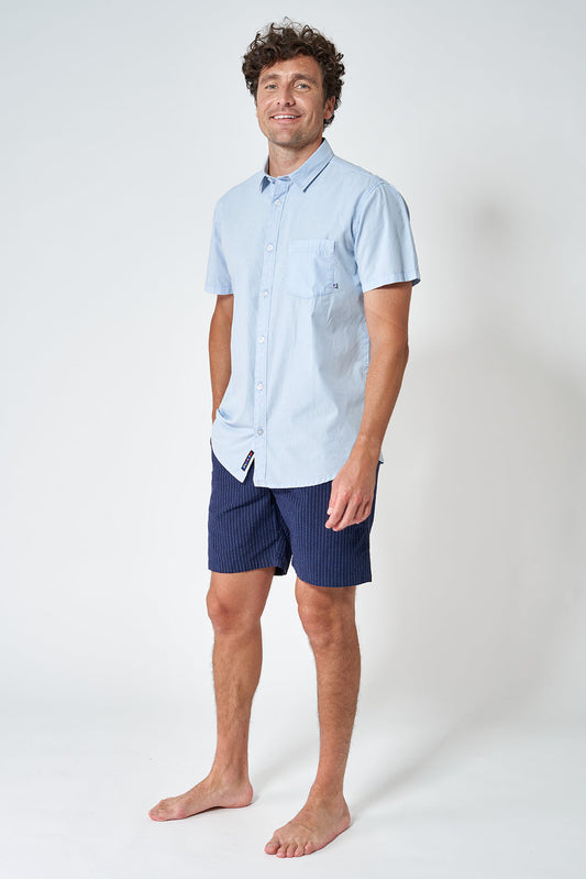 Short-sleeved poplin shirt