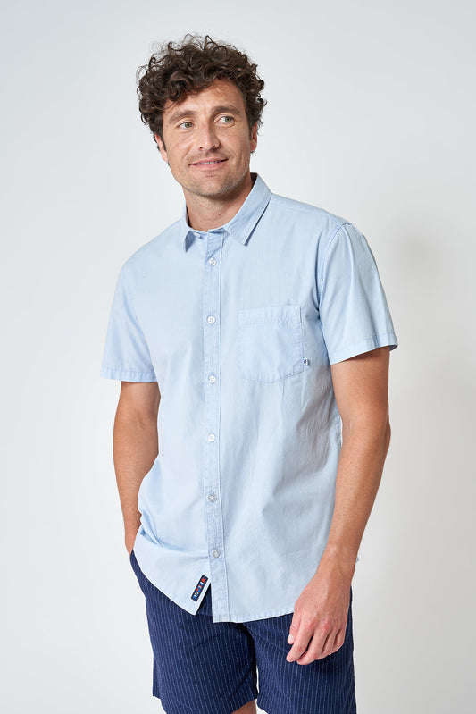 Short-sleeved poplin shirt