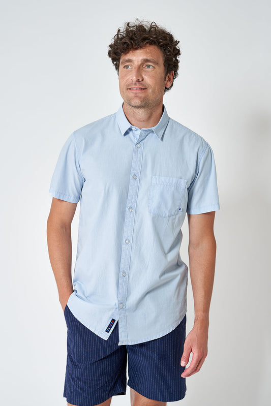 Short-sleeved poplin shirt