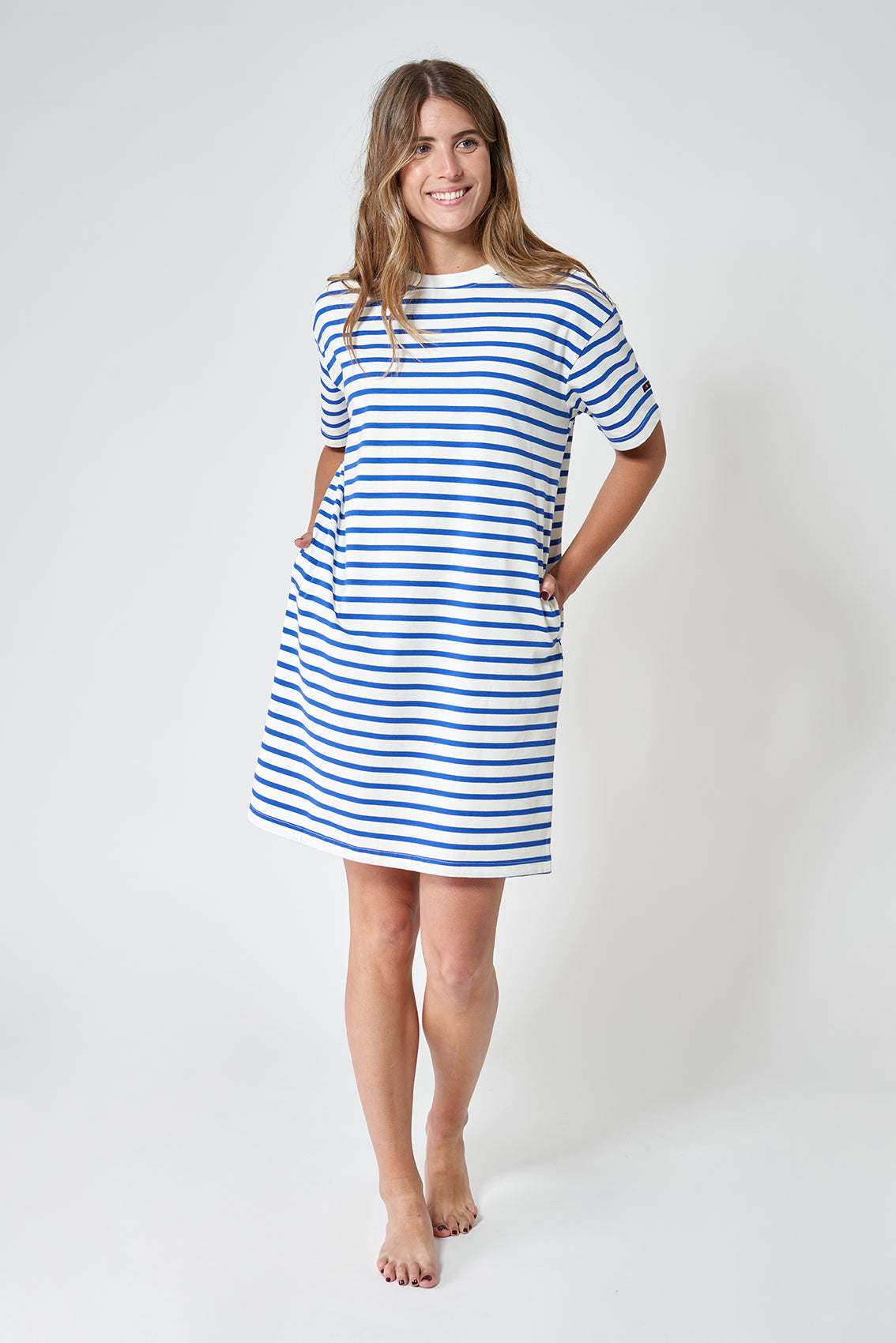 Robe coton rayures manches courtes