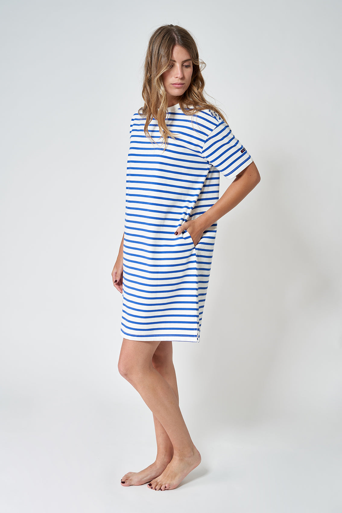 Robe coton rayures manches courtes