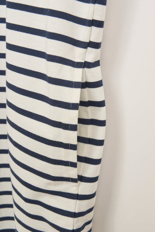 Short-sleeved striped cotton dress
