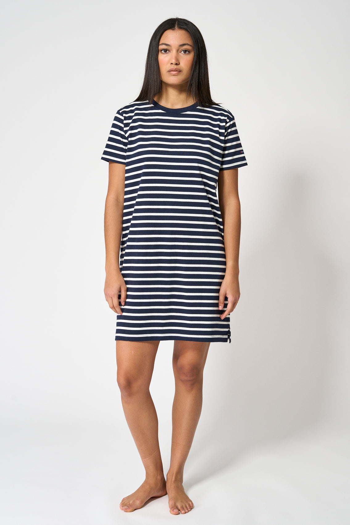 Robe coton rayures manches courtes