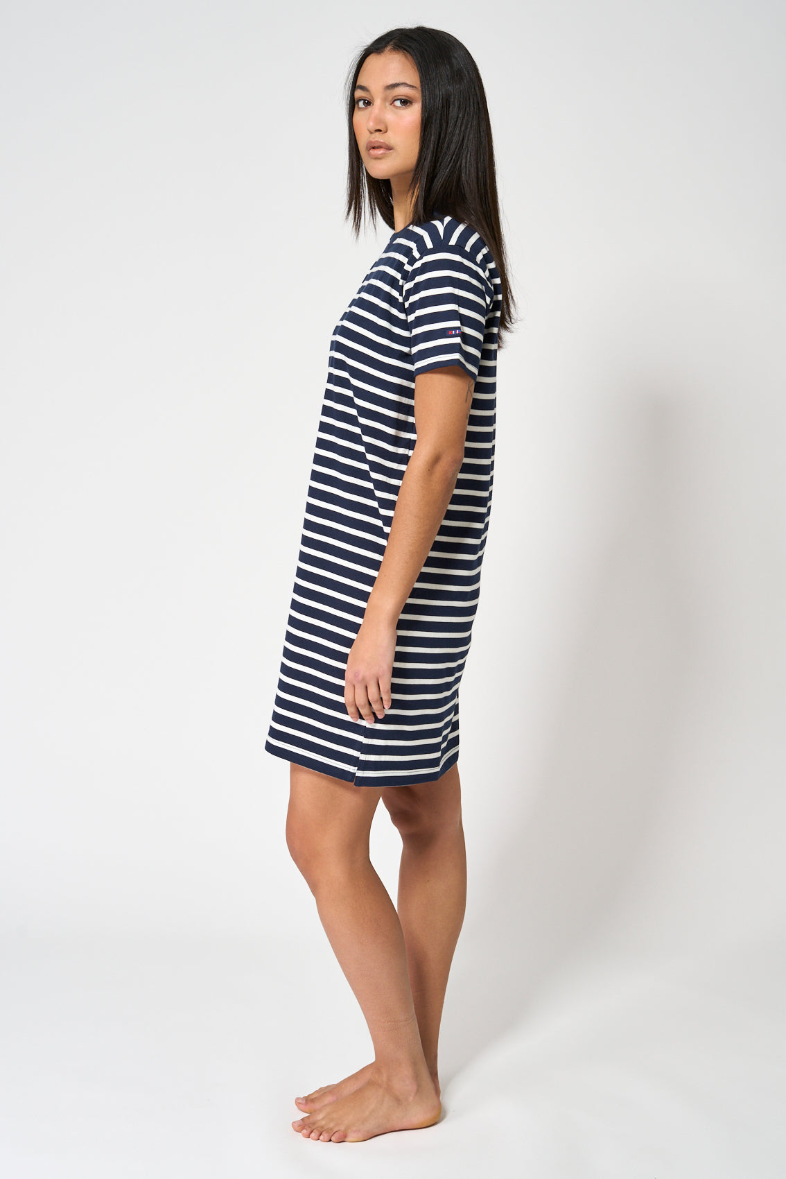 Robe coton rayures manches courtes