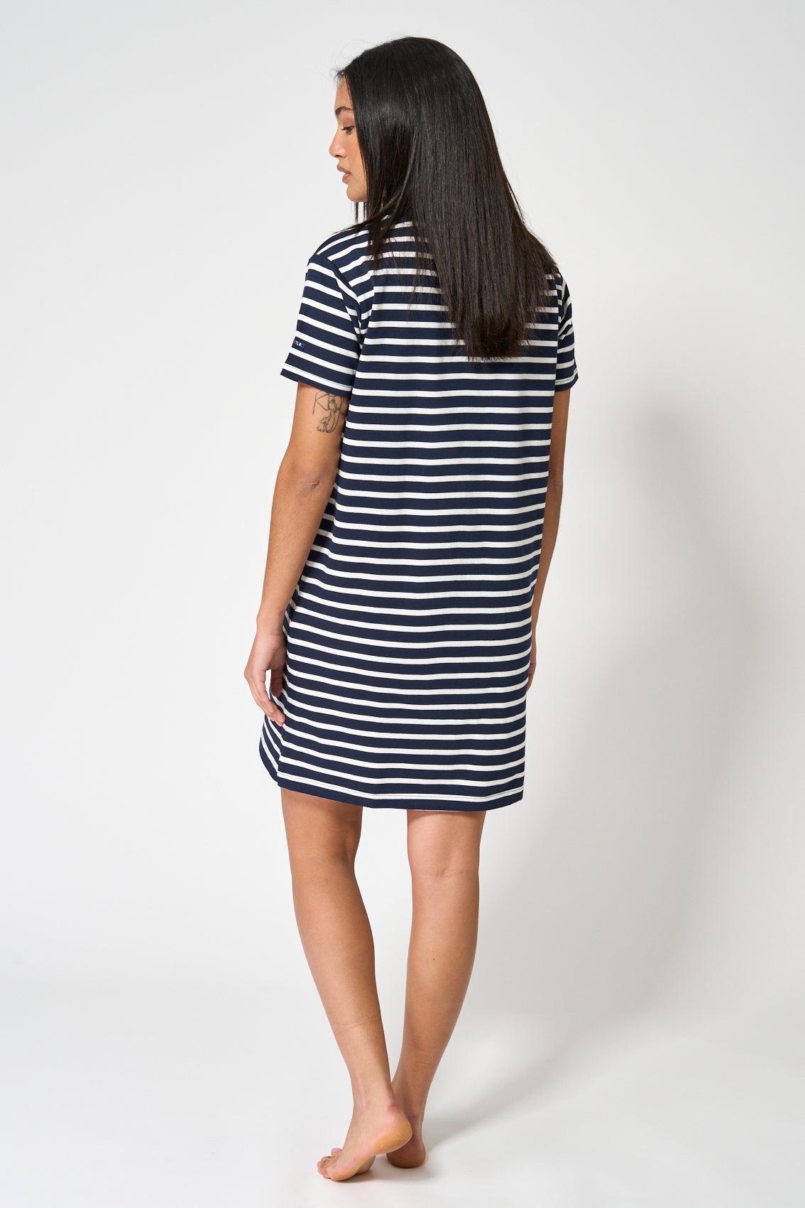 Robe coton rayures manches courtes