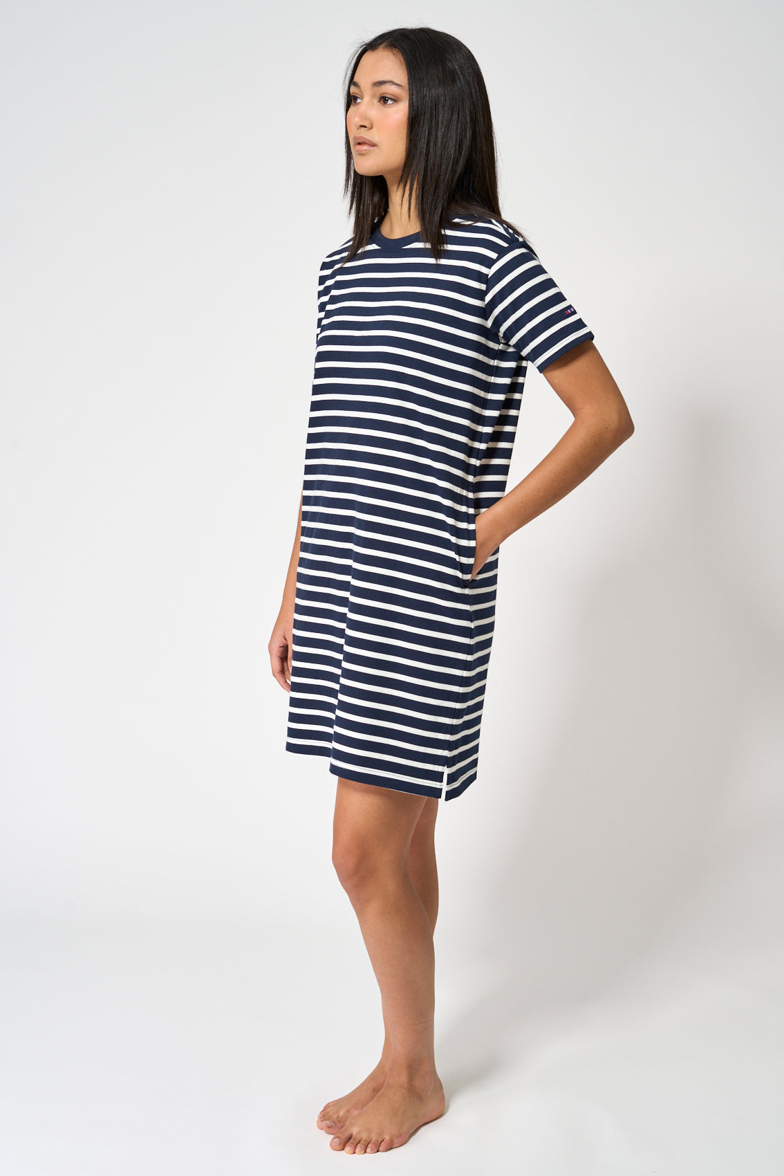 Robe coton rayures manches courtes