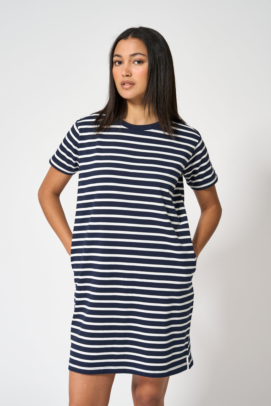 Robe coton rayures manches courtes