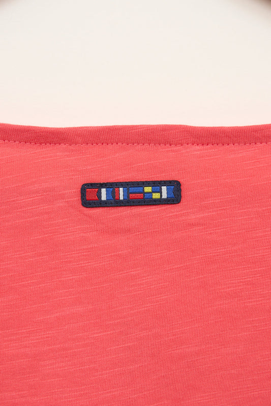 Camiseta flamé manga corta y escote pico