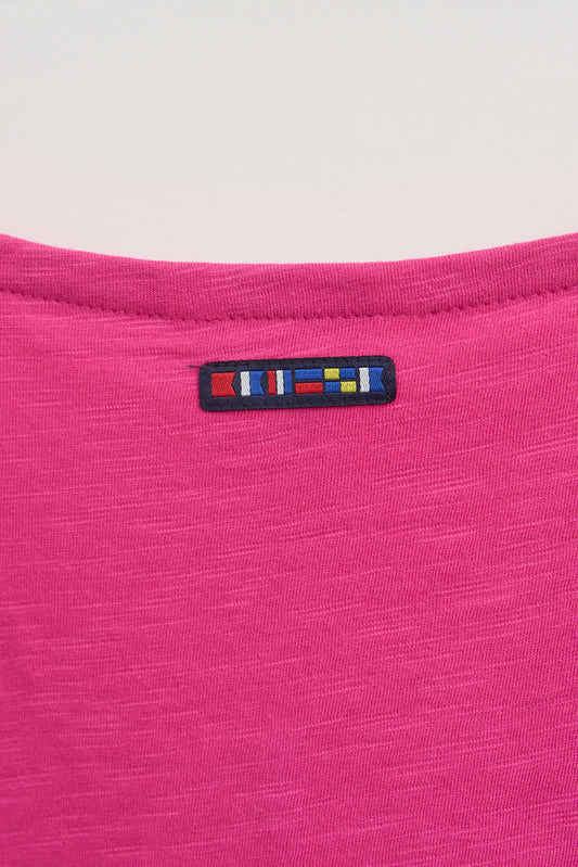 Camiseta flamé manga corta y escote pico