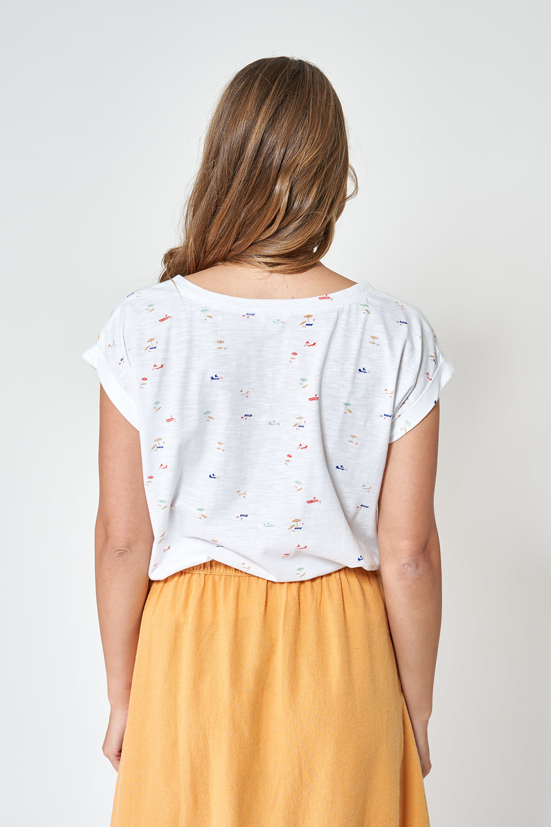 Beach print cotton t-shirt