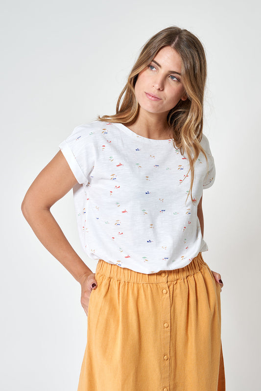 Camiseta algodón estampado playa