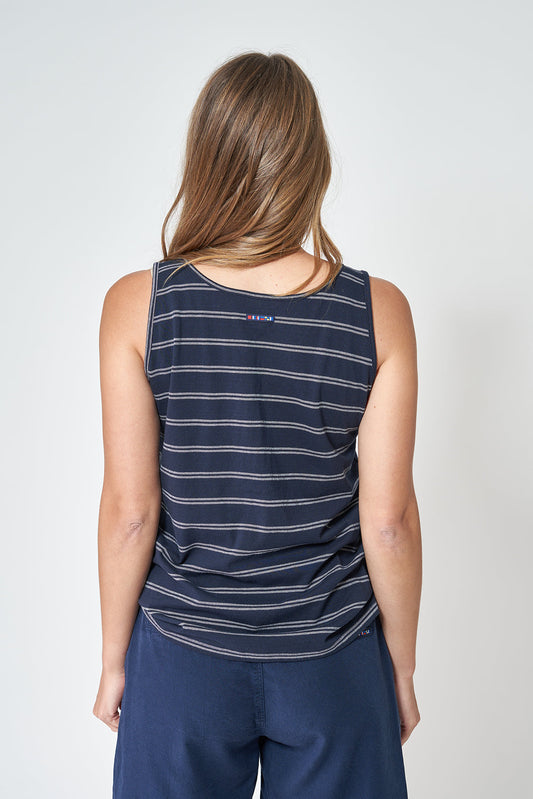 Sleeveless T-shirt with 3D stripe buttoning on the chest