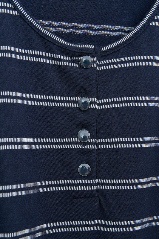 Sleeveless T-shirt with 3D stripe buttoning on the chest
