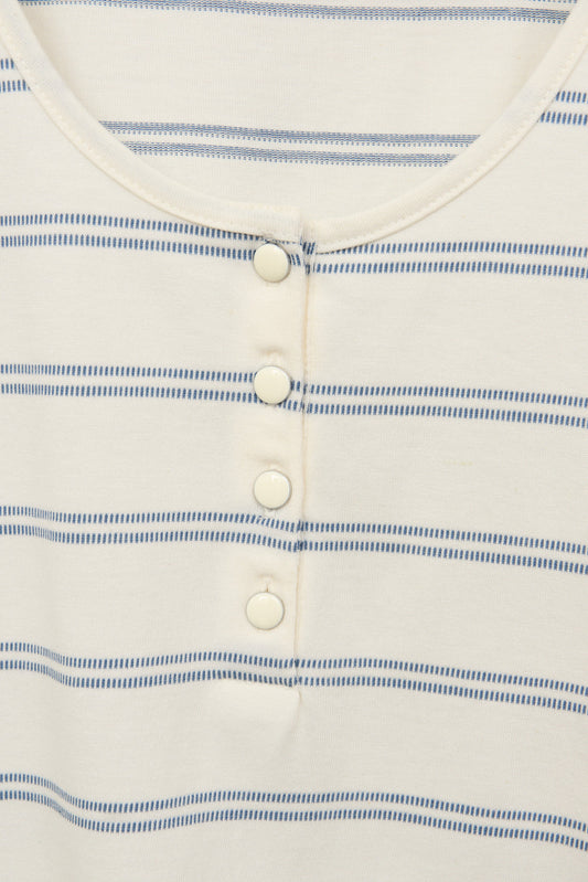 Sleeveless T-shirt with 3D stripe buttoning on the chest