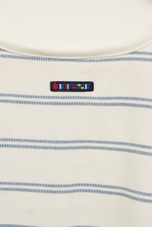 Sleeveless T-shirt with 3D stripe buttoning on the chest