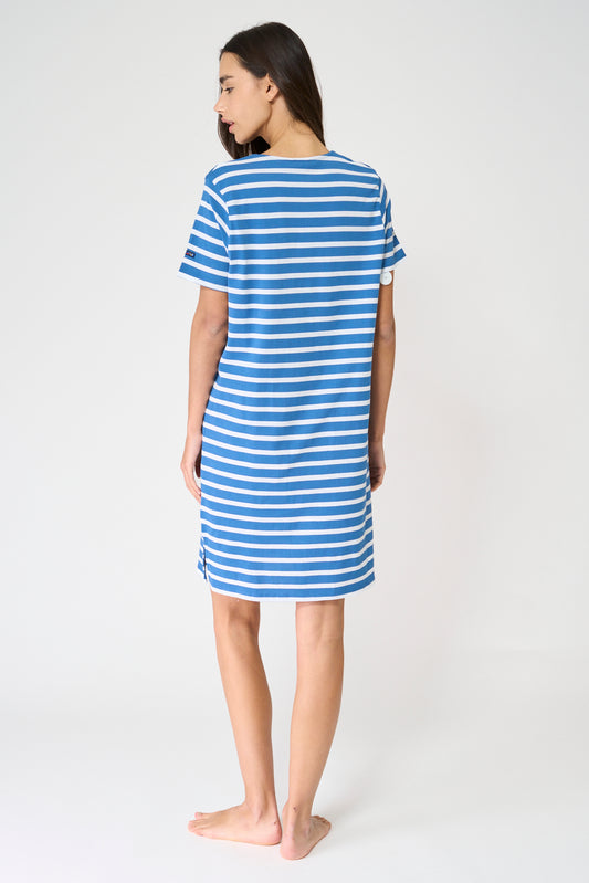 Vestido camiseta corto de algodón escote abierto