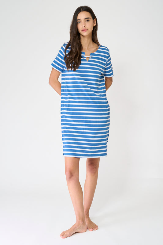 Vestido camiseta corto de algodón escote abierto