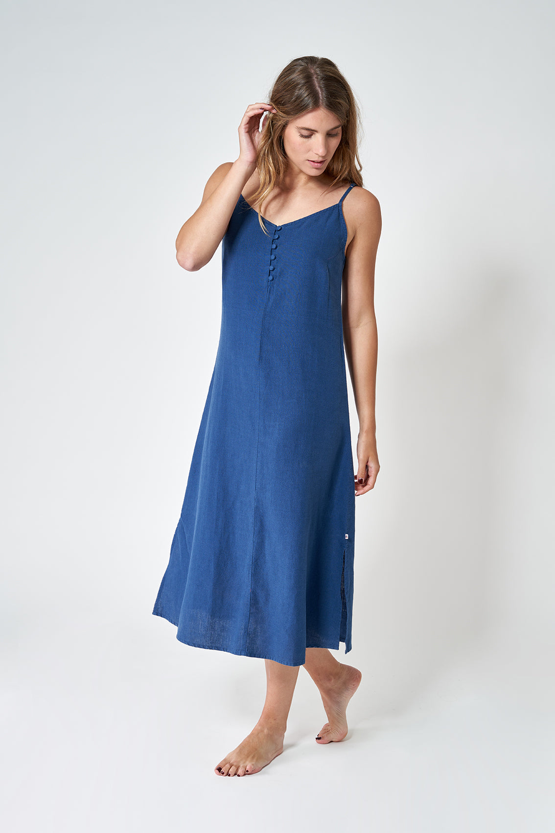 Linen dress with thin straps