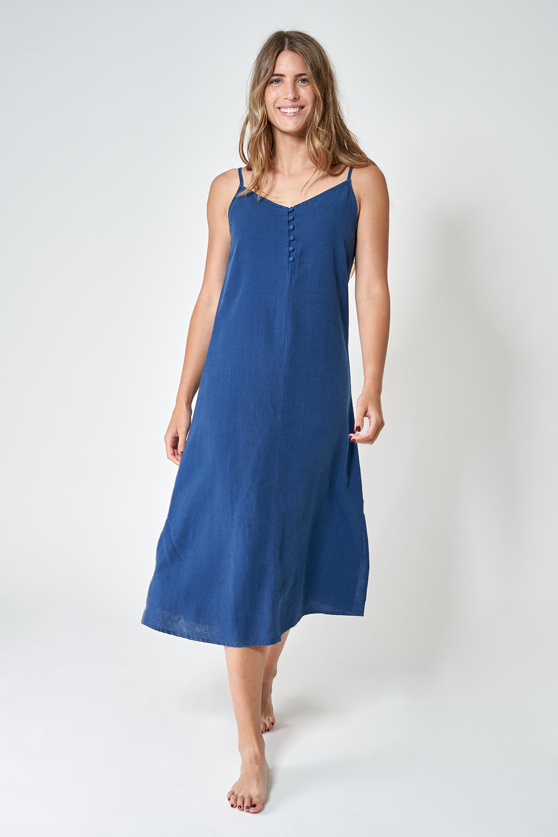 Linen dress with thin straps