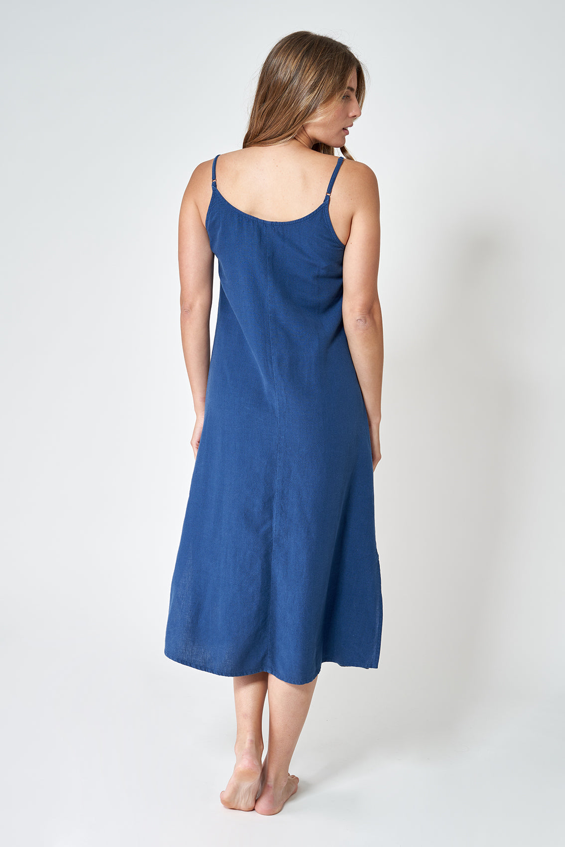 Linen dress with thin straps