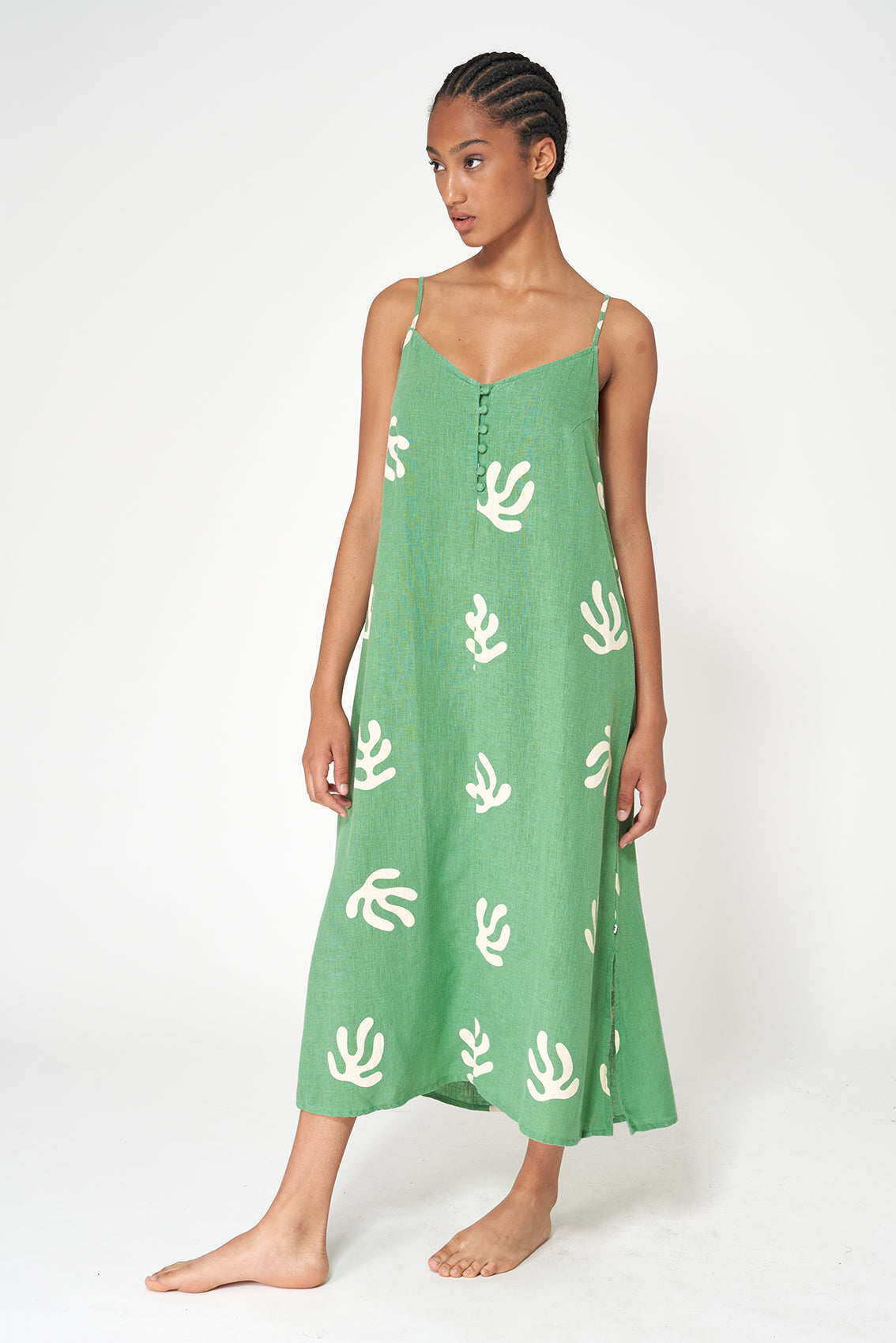 Linen dress with thin straps