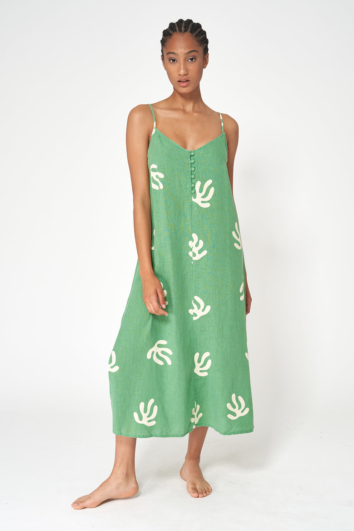 Linen dress with thin straps