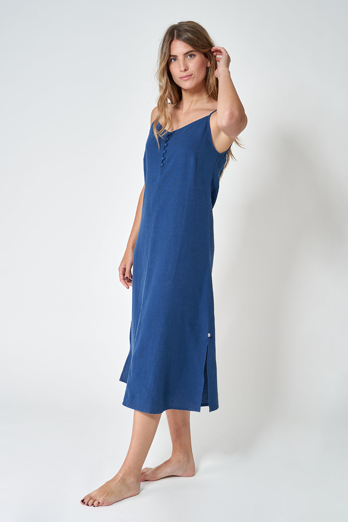 Linen dress with thin straps
