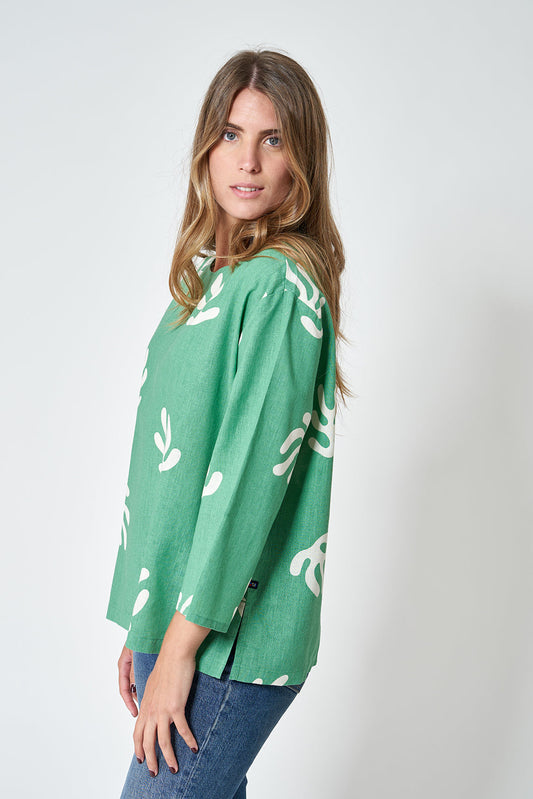 Wide sleeve linen shirt or blouse