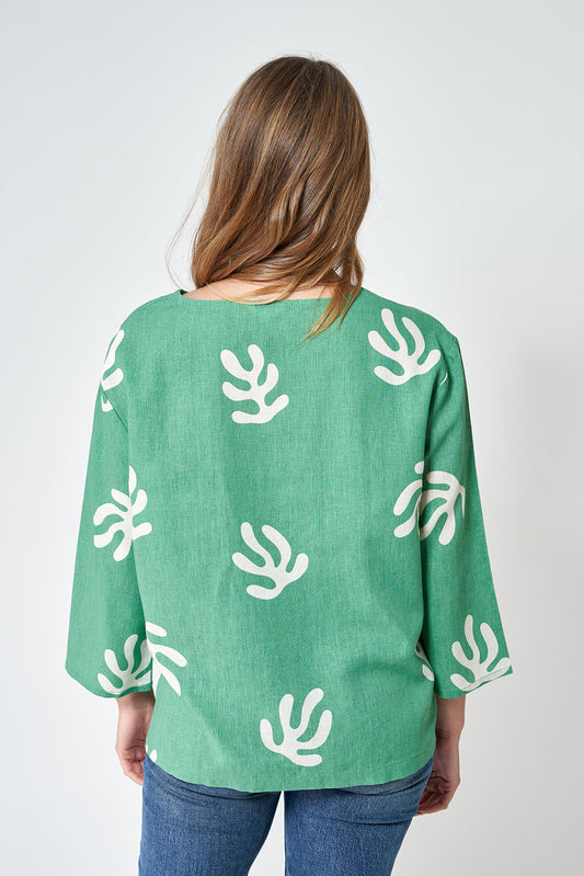 Wide sleeve linen shirt or blouse