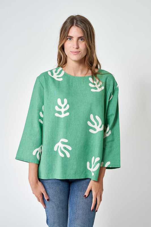 Wide sleeve linen shirt or blouse