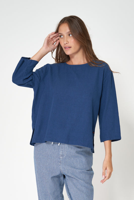Blusa lino manga ancha
