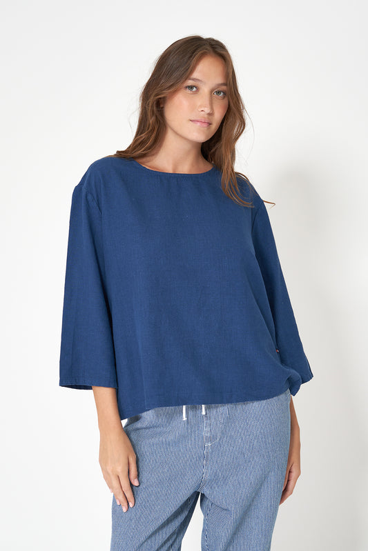 Blusa lino manga ancha