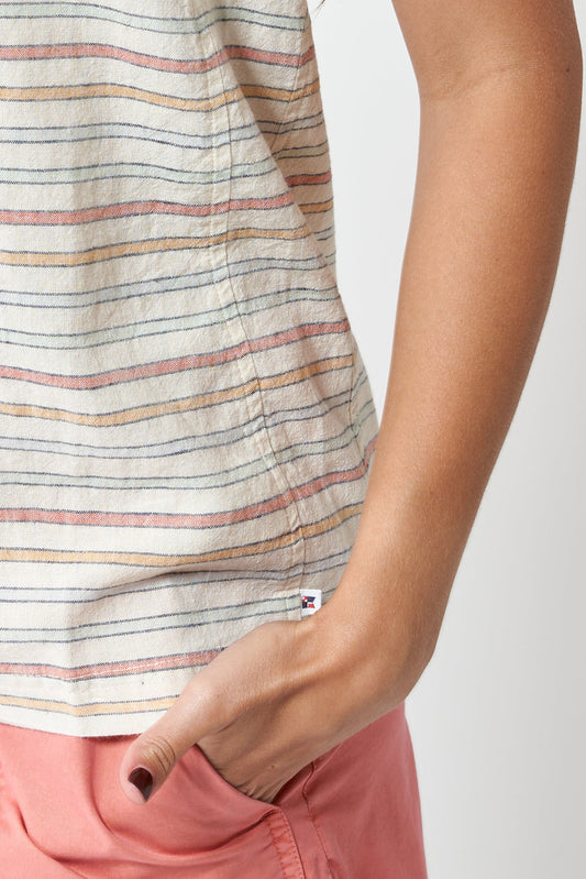 Sleeveless printed linen top or blouse