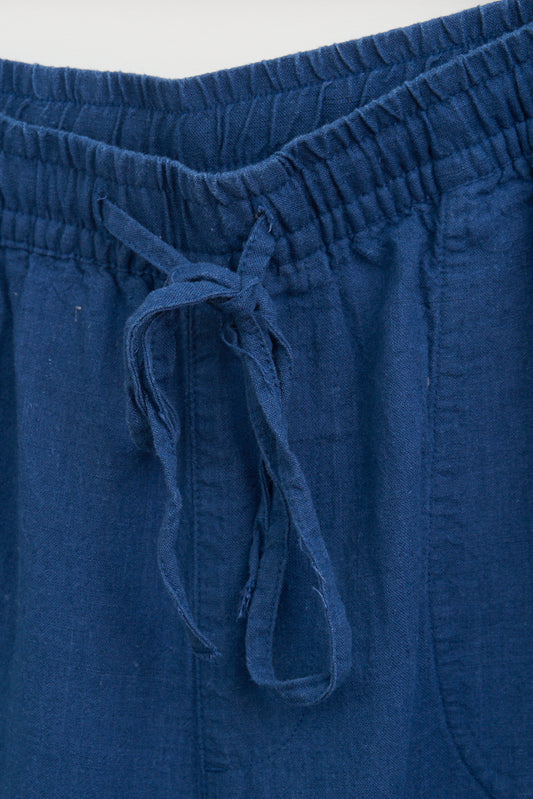 Pantalón fluido cropped en mezcla de lino