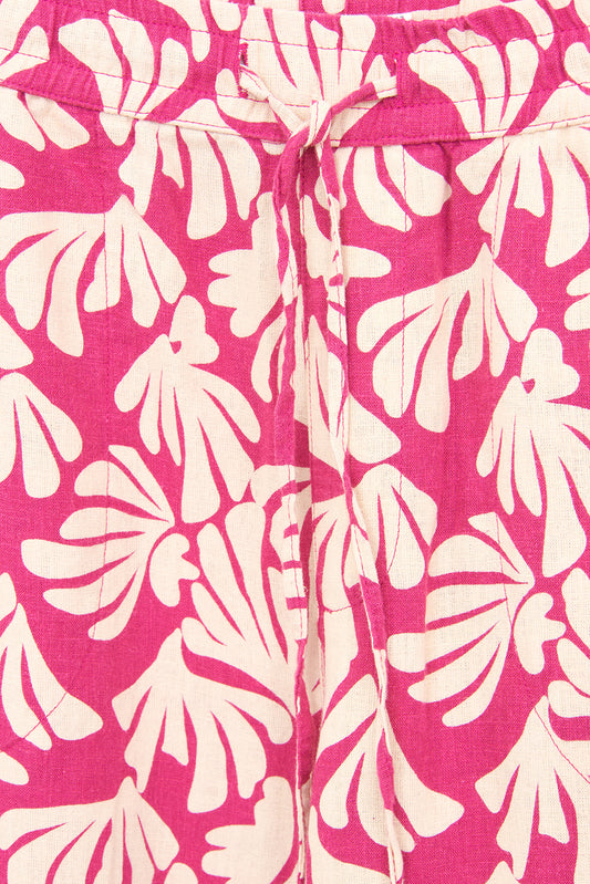 Pantalón fluido cropped en mezcla de lino