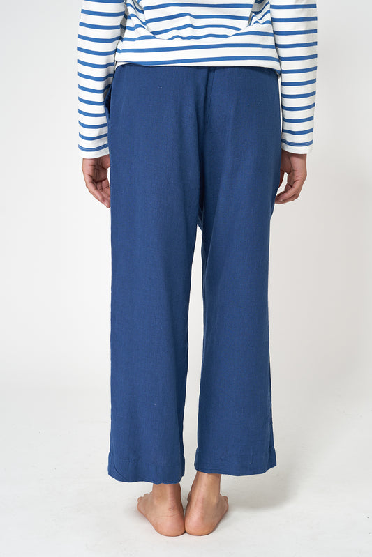 Pantalón fluido cropped en mezcla de lino