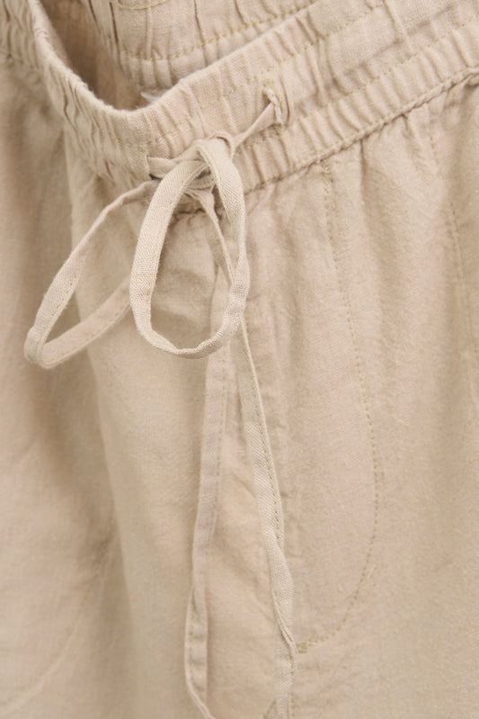 Pantalón fluido cropped en mezcla de lino