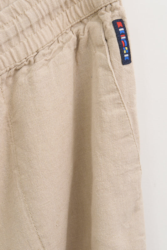 Pantalón fluido cropped en mezcla de lino