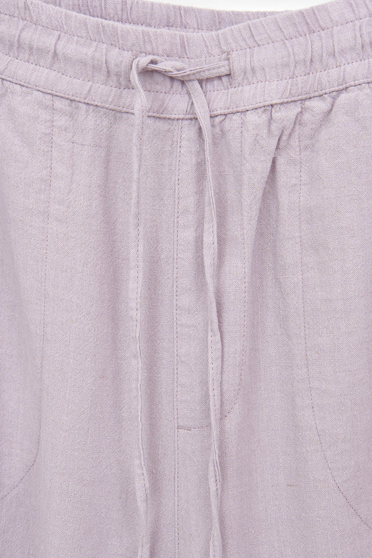 Pantalón fluido cropped en mezcla de lino