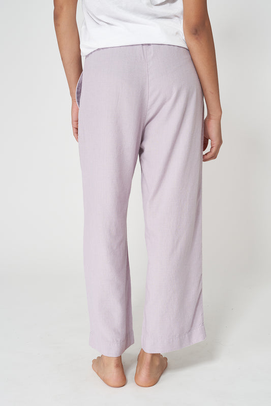 Pantalón fluido cropped en mezcla de lino