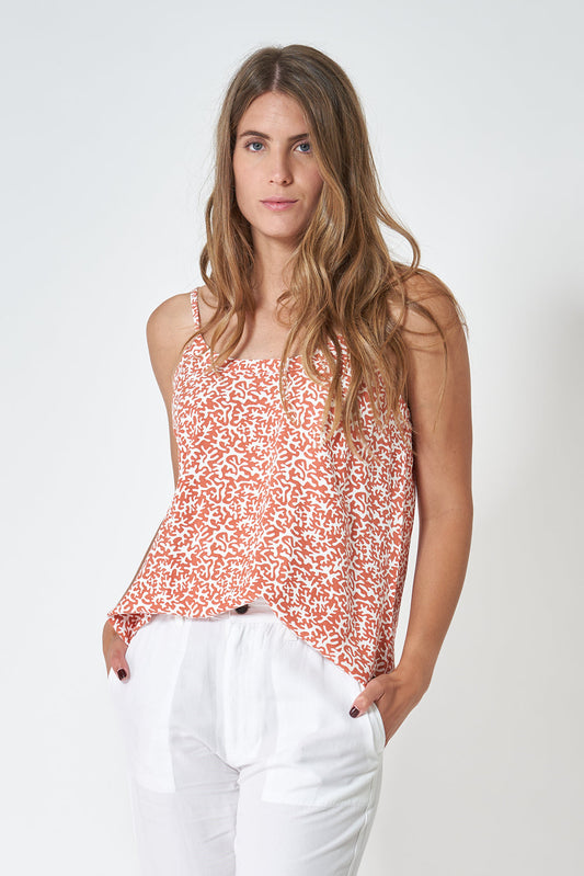 Printed viscose thin strap top or blouse